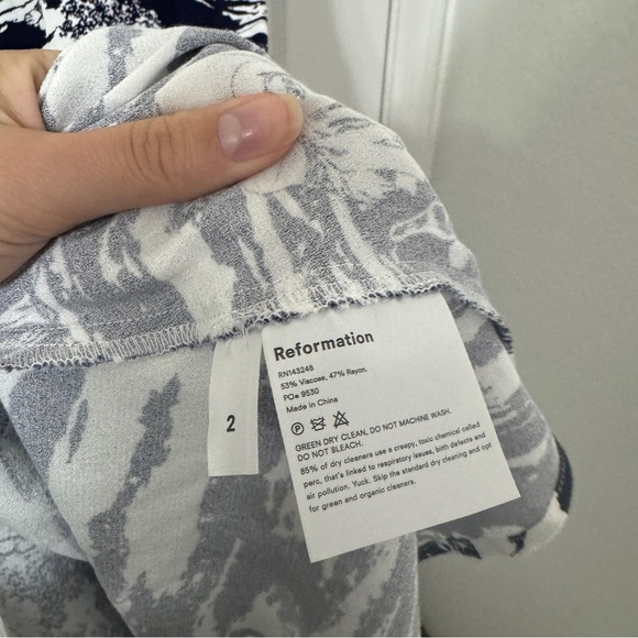 Reformation Dove Dress Naked Lunch Navy Blue Midi Dress Size 2 - Picture 4 of 8